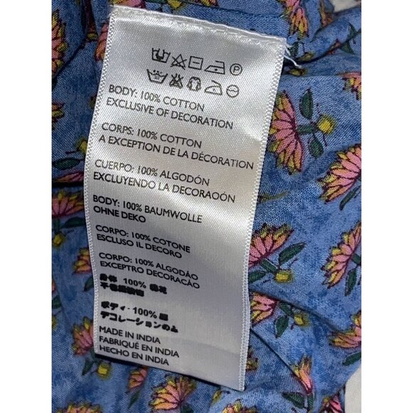 Cleobella Blue  Floral Print Mini Dress 3/4 Sleeves - Size S Boho - Picture 10 of 11